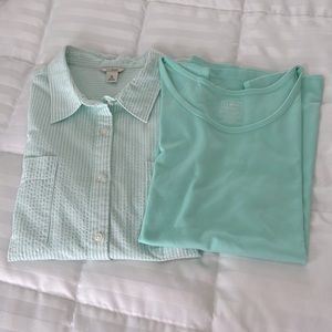 LL BEAN button up with matching tank